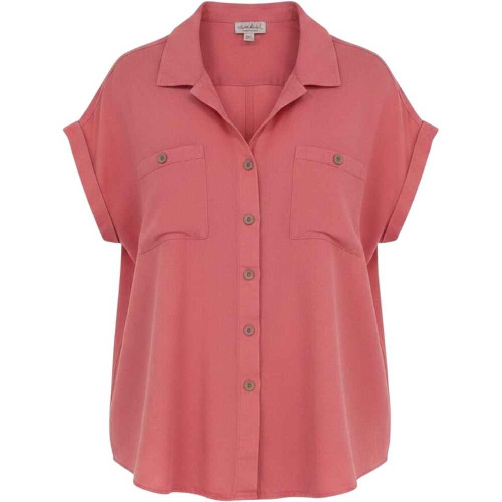 Isabel by Ingrid & Isabel Coral Pink Linen Blend Button Down Shirt XXL Womens